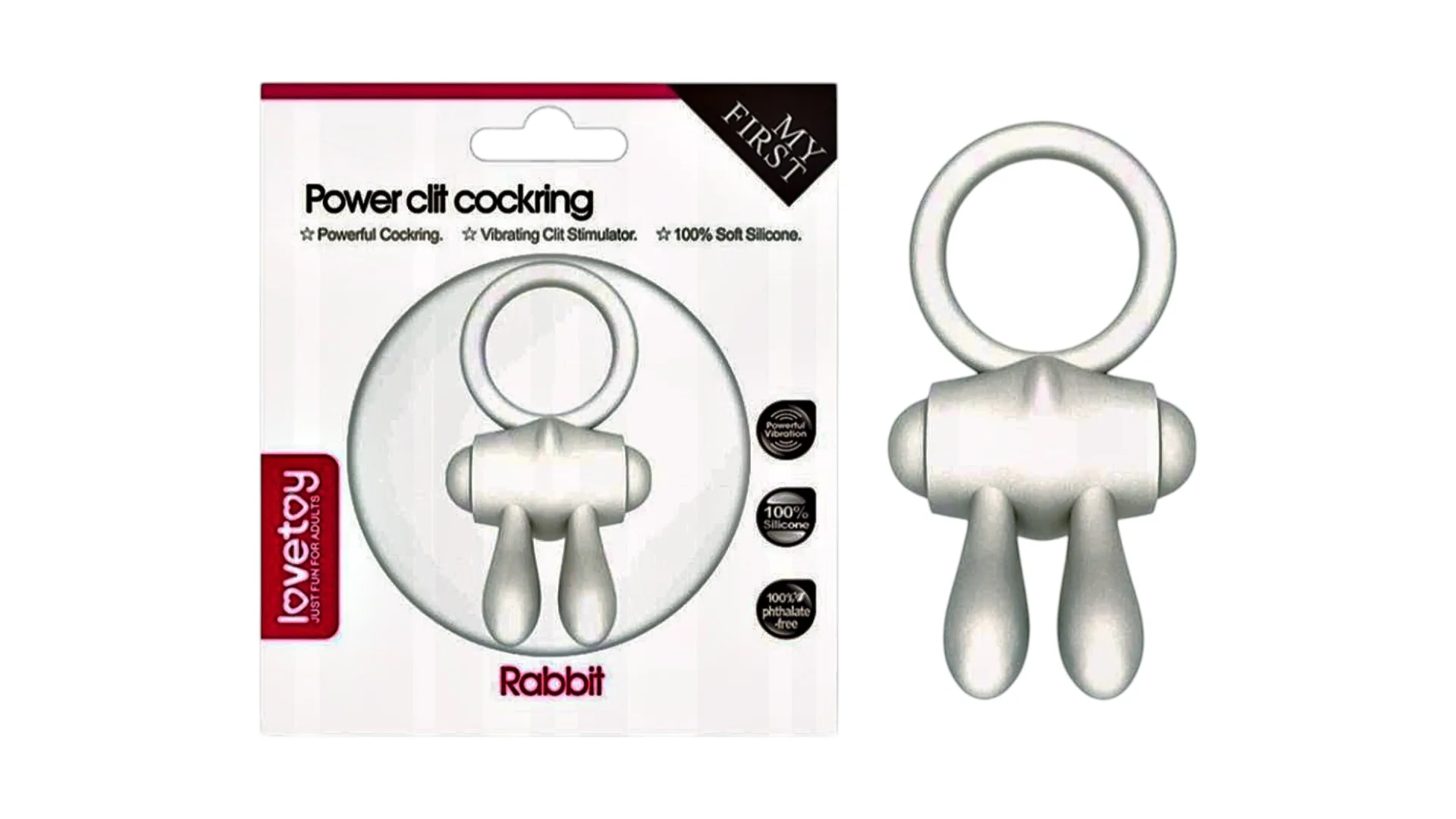 Power Clit Cockring – Vibračný erekčný krúžok so stimulátorom klitorisu biely