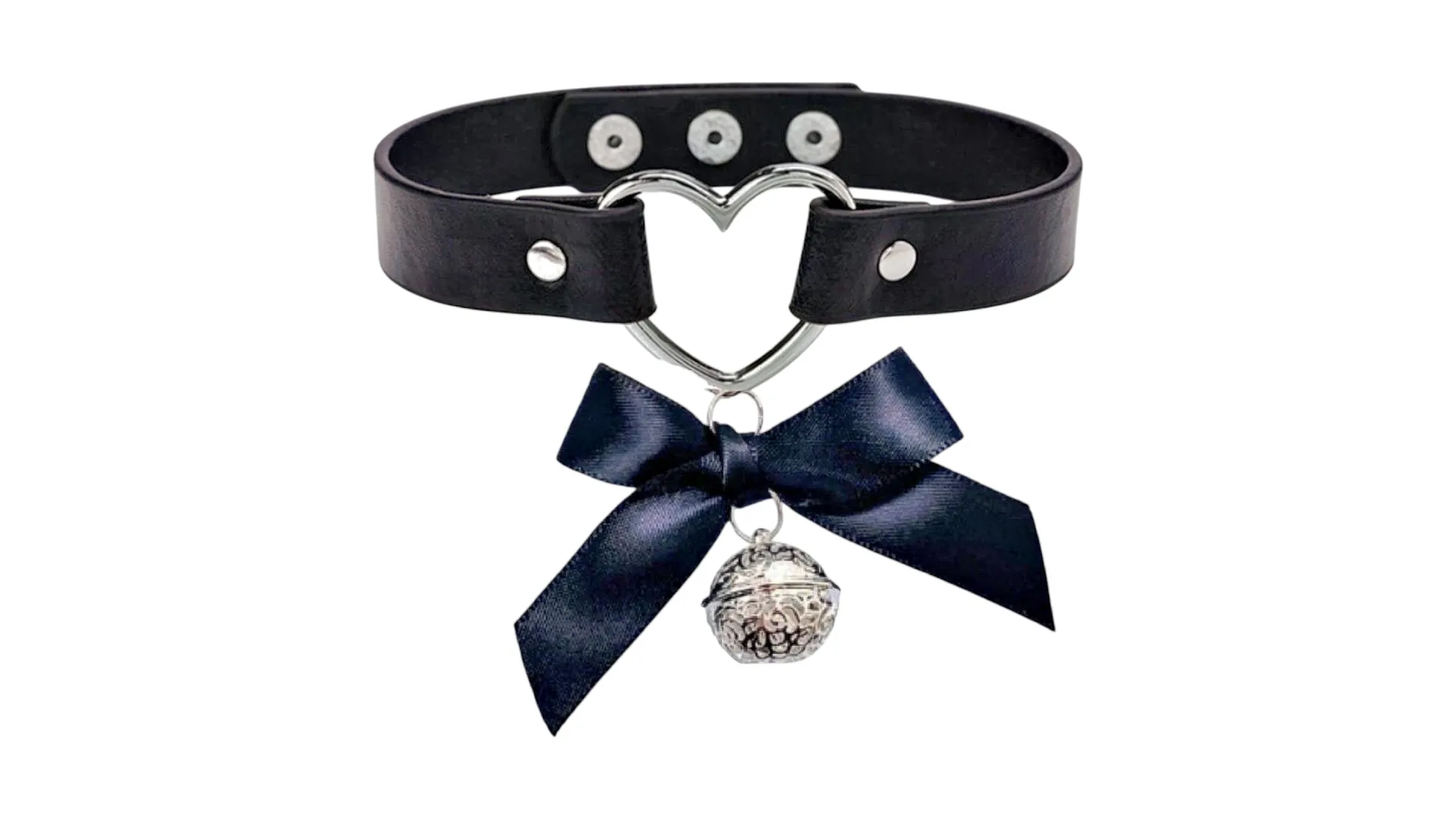 Mokko Choker  čierny obojok s mašľou a srdiečkom