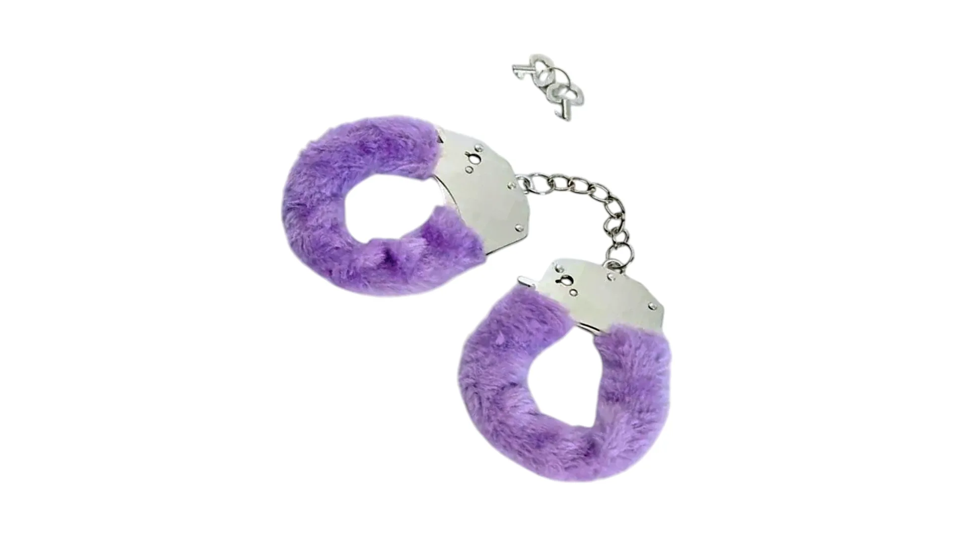Mokko Pure Joy HandCuffs – plyšové putá s kľúčikmi fialové
