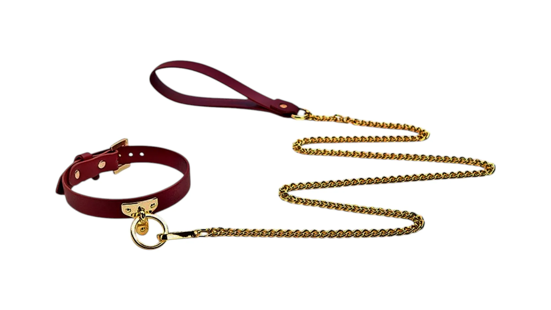 Guilty Toys Luxury Set – obojok s vodítkom v červeno-zlatej kombinácii