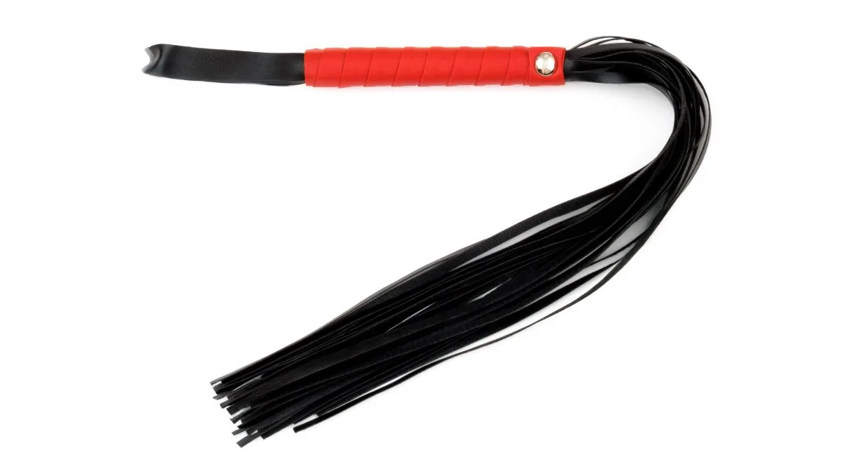 B-Series Fetish Whip - Elegantný čierny flogger s červenou rukoväťou 2.0