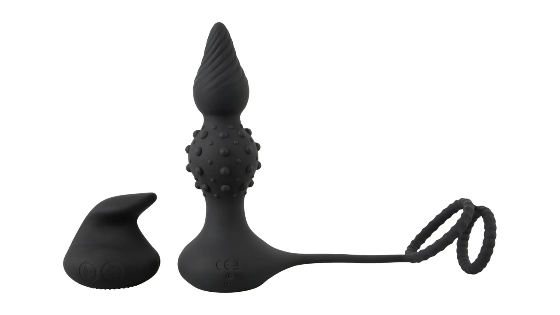 REBEL RC Butt Plug with Cock & Ball Rings - Vibračný análny kolík s krúžkami