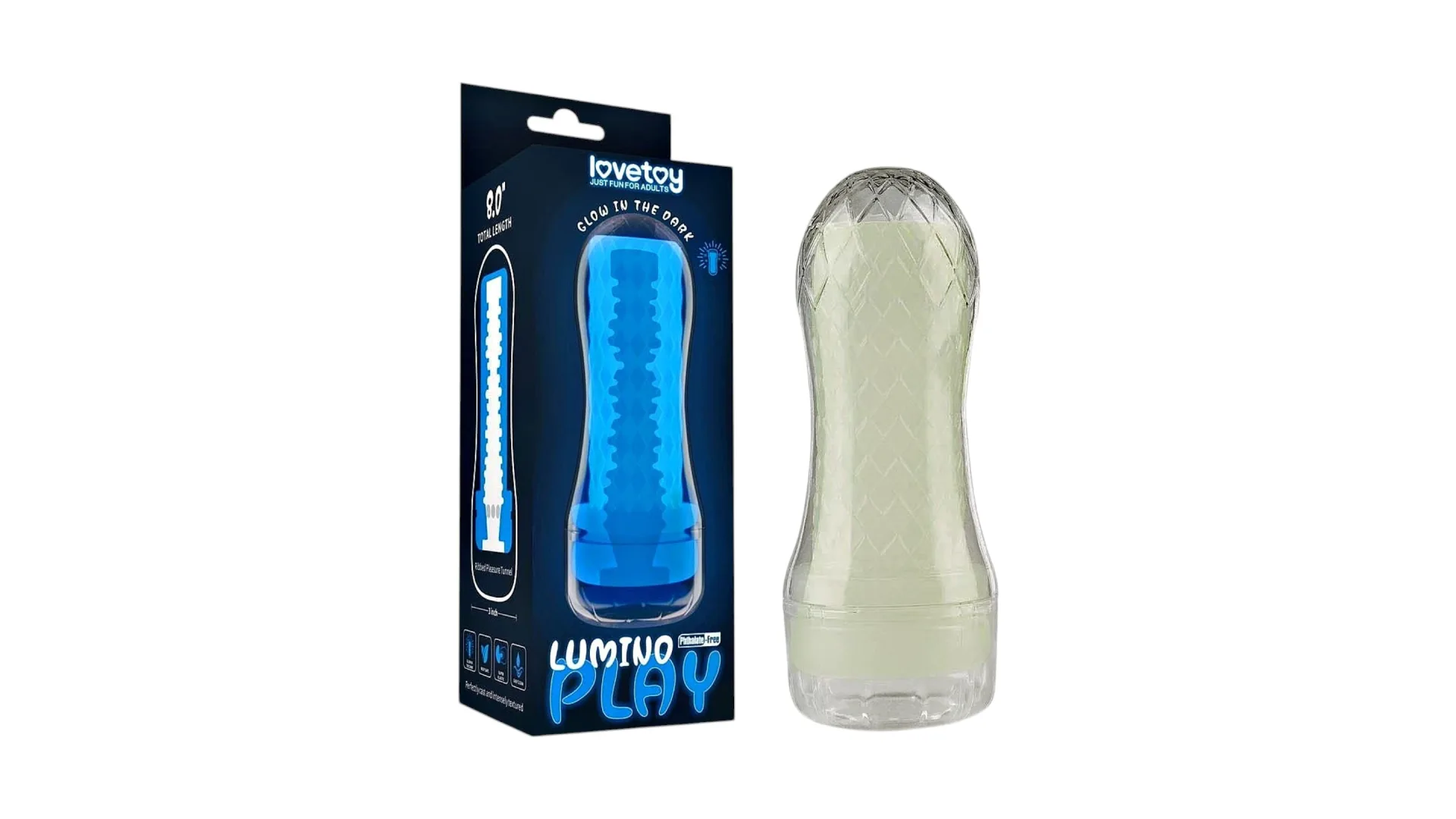 Lumino Play – masturbátor svietiaci v tme, priehľadný s vnútornými výstupkami